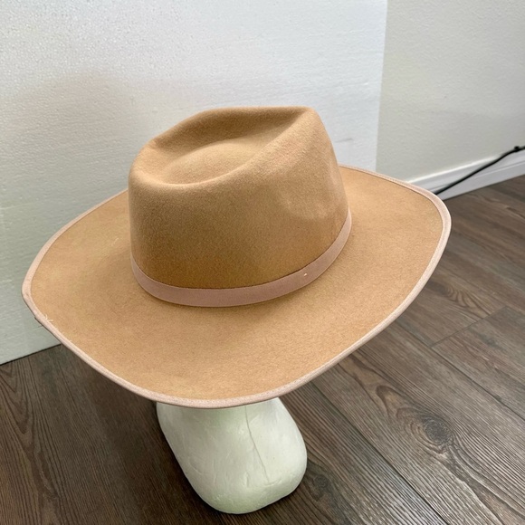 100% wool Elegant Tan Wide-Brim Hat main image 7